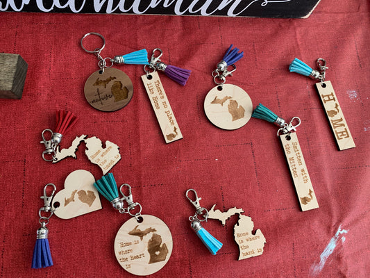 Wood Keychains with Tassle