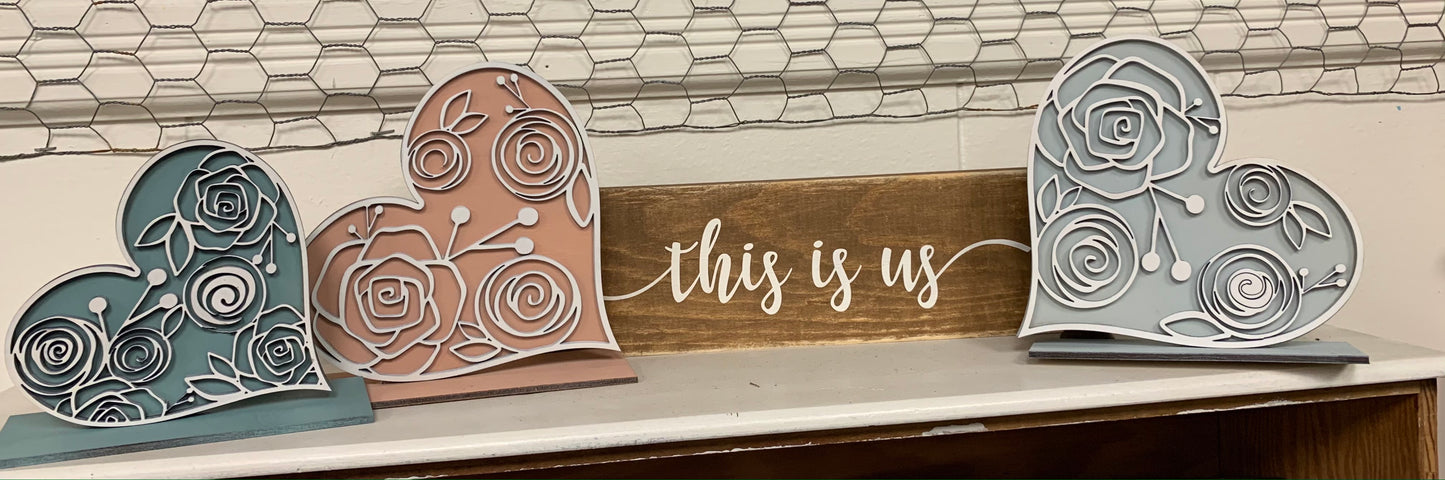 Set of 3 Stand Alone Hearts