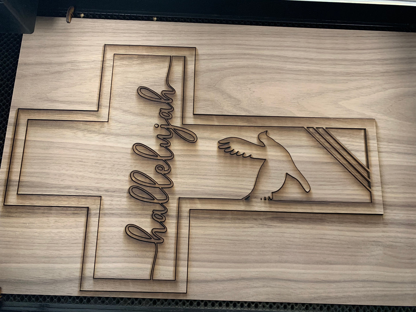 CROSS LAYERED: Hallelujah He is Risen Easter Glowforge Ready Laser FILE