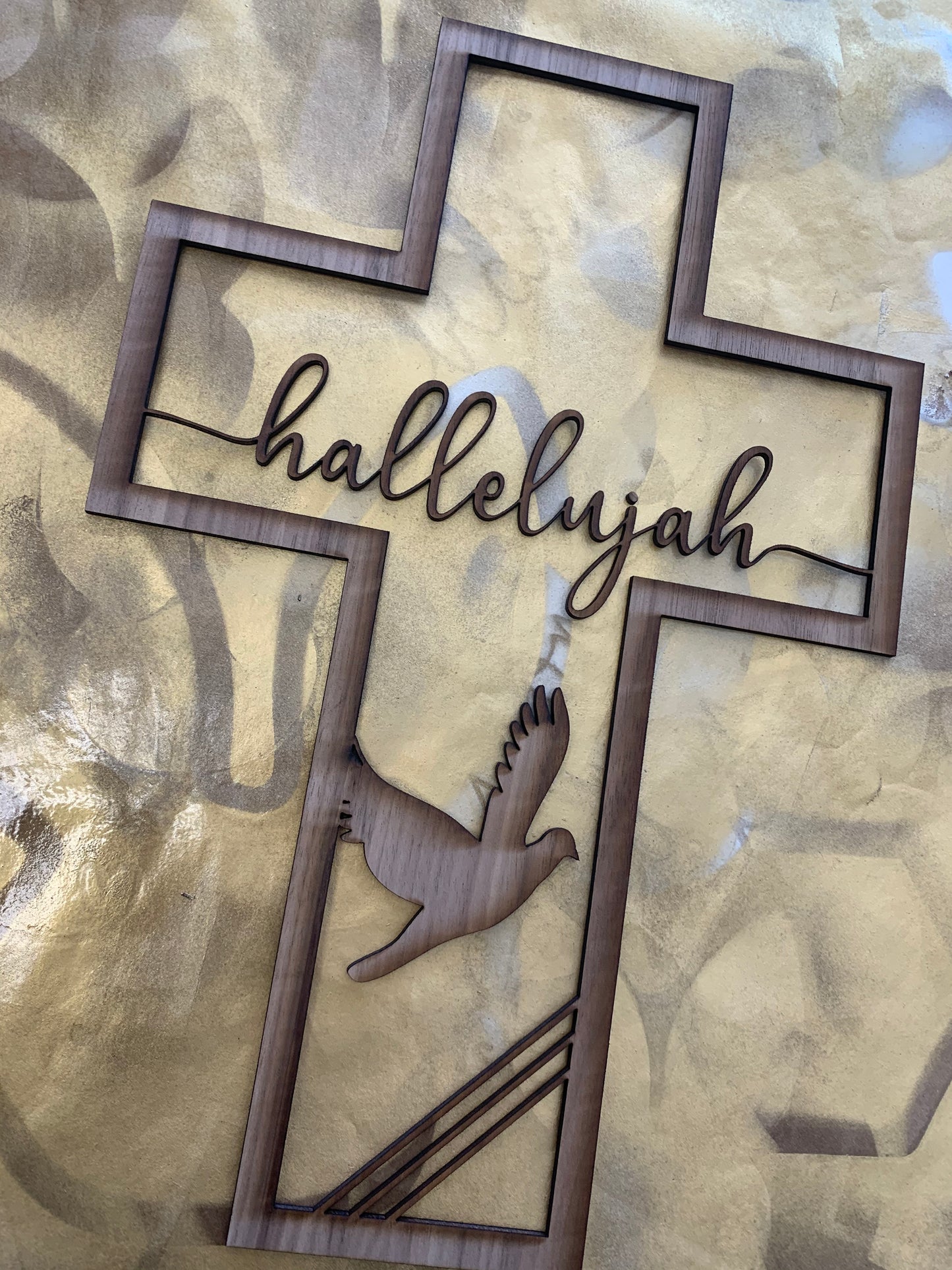 CROSS LAYERED: Hallelujah He is Risen Easter Glowforge Ready Laser FILE
