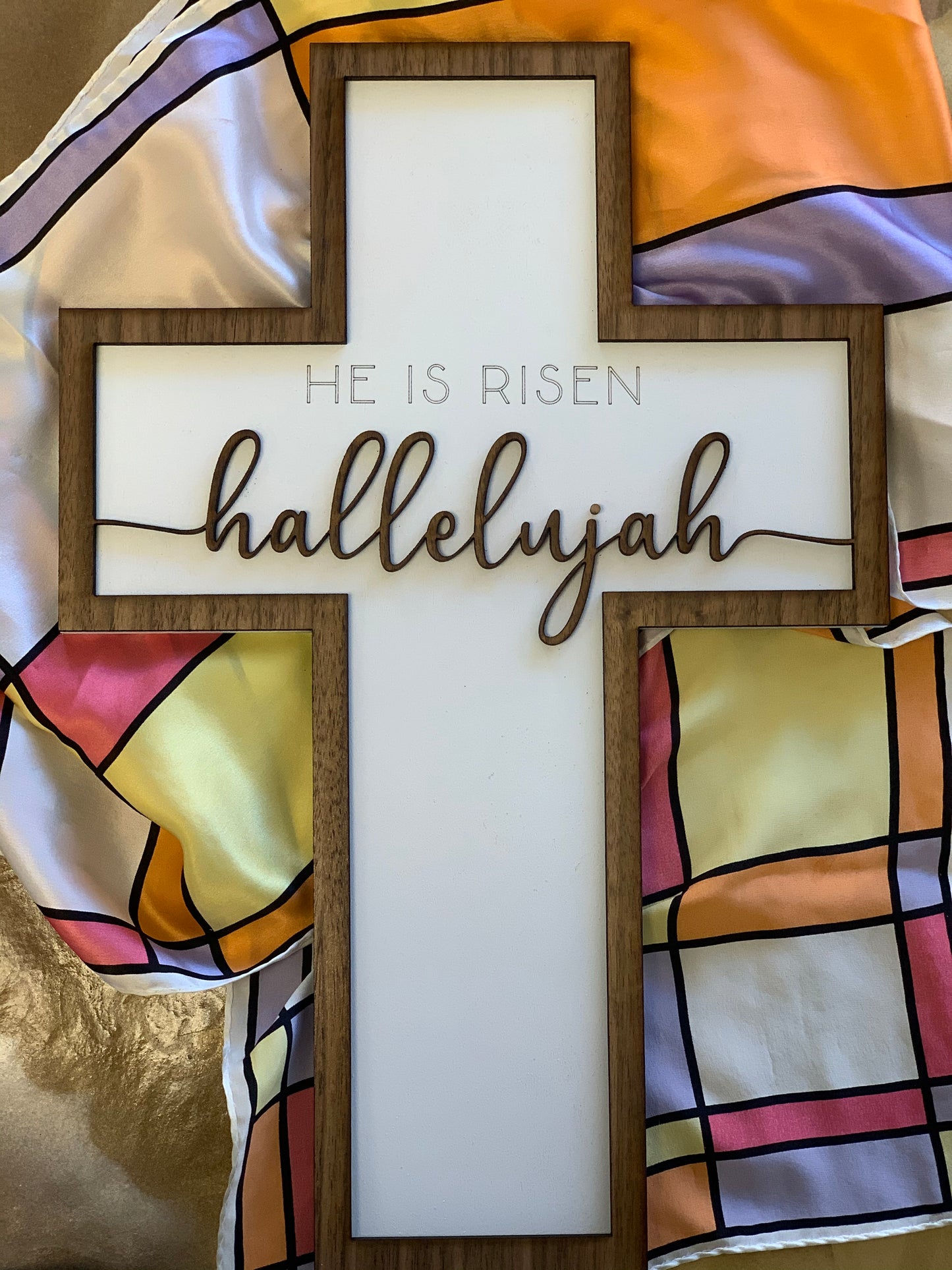 CROSS LAYERED: Hallelujah He is Risen Easter Glowforge Ready Laser FILE