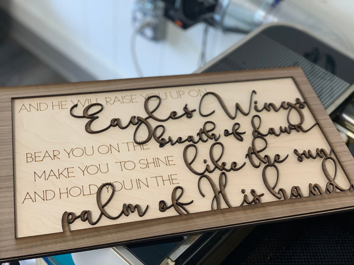 Layered Quote: Eagles' Wings SVG Laser File GLOWFORGE ready
