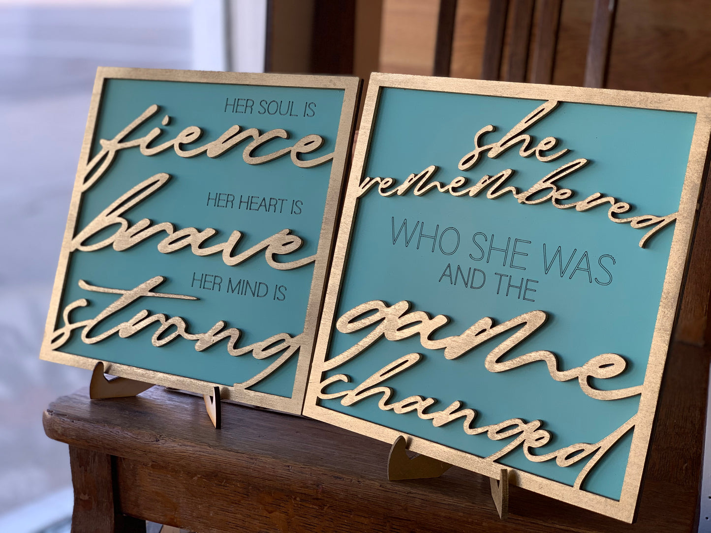 Layered Sign: Set of 2 Fierce Heart Game Changed Glowforge Ready Laser Files SVG