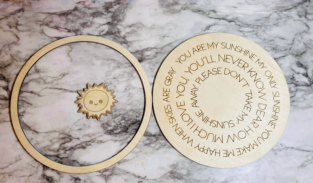 Layered Round Nursery Rhyme: You are my Sunshine Laser Ready SVG File Glowforge