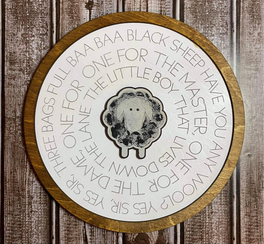 Layered Round Nursery Rhyme: Baa Baa Black Sheep and Sunshine Laser Ready SVG File Glowforge
