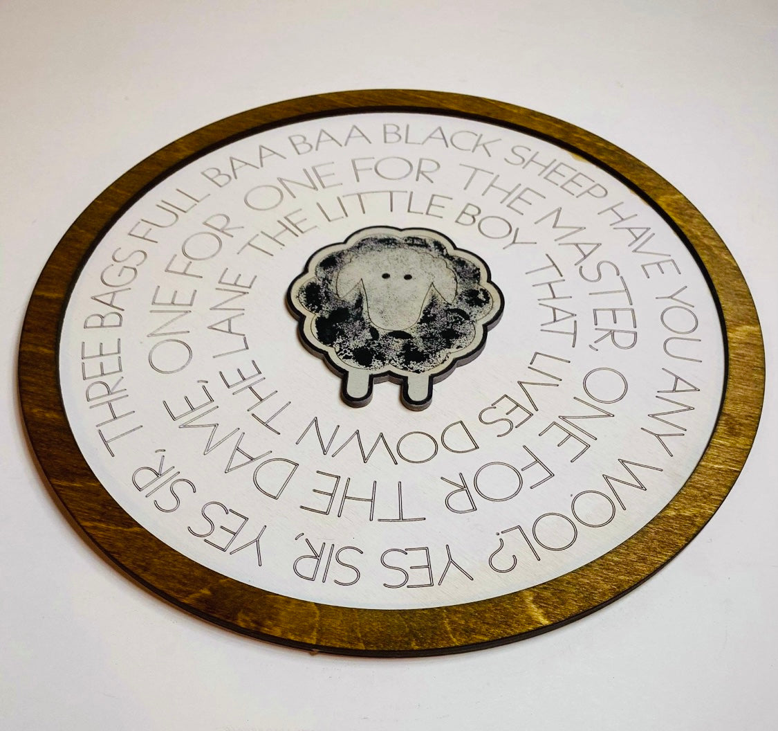 Layered Round Nursery Rhyme: Baa Baa Black Sheep and Sunshine Laser Ready SVG File Glowforge