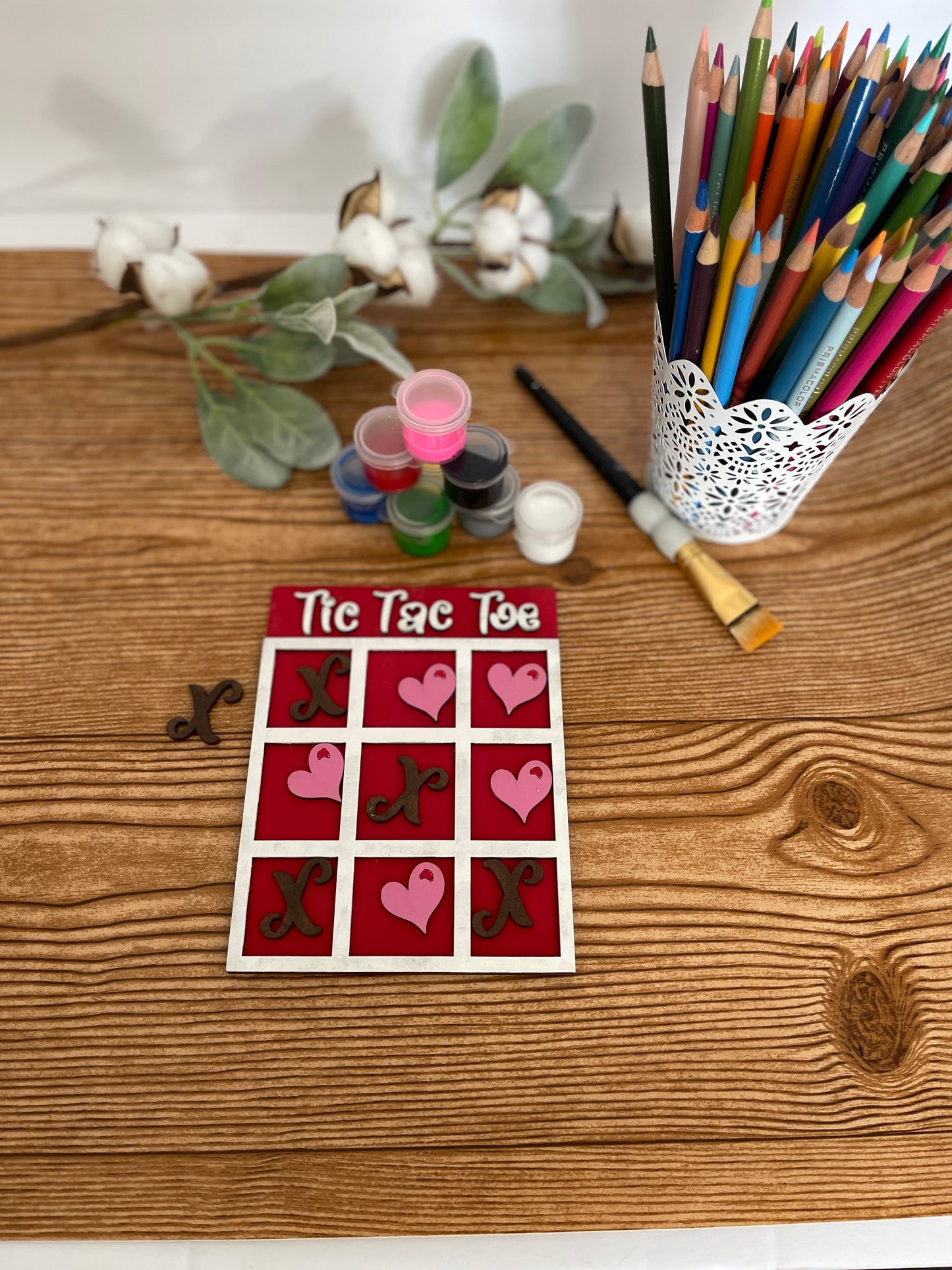 Valentine Tic Tac Toe Game DIY Kit for Kids SVG Laser Ready File