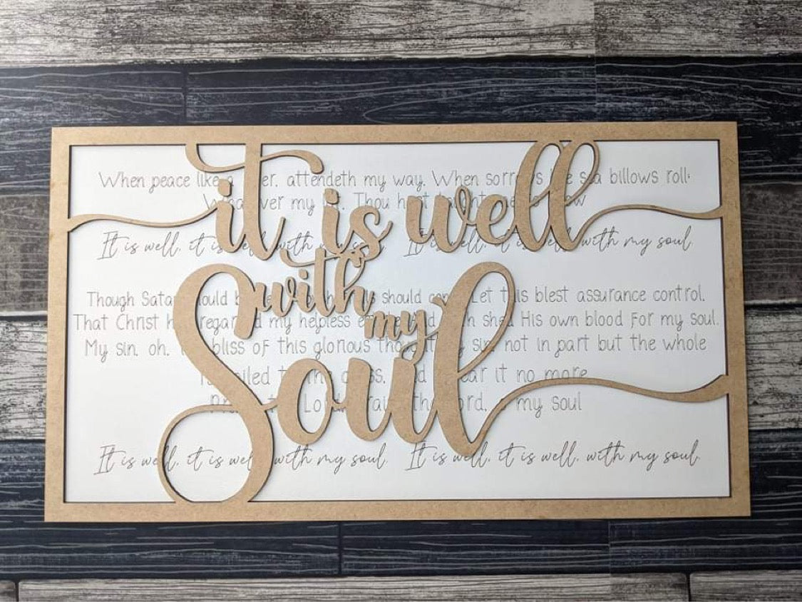 Layered Hymn: It is Well with my Soul SVG File Laser Ready Glowforge Thunder Laser