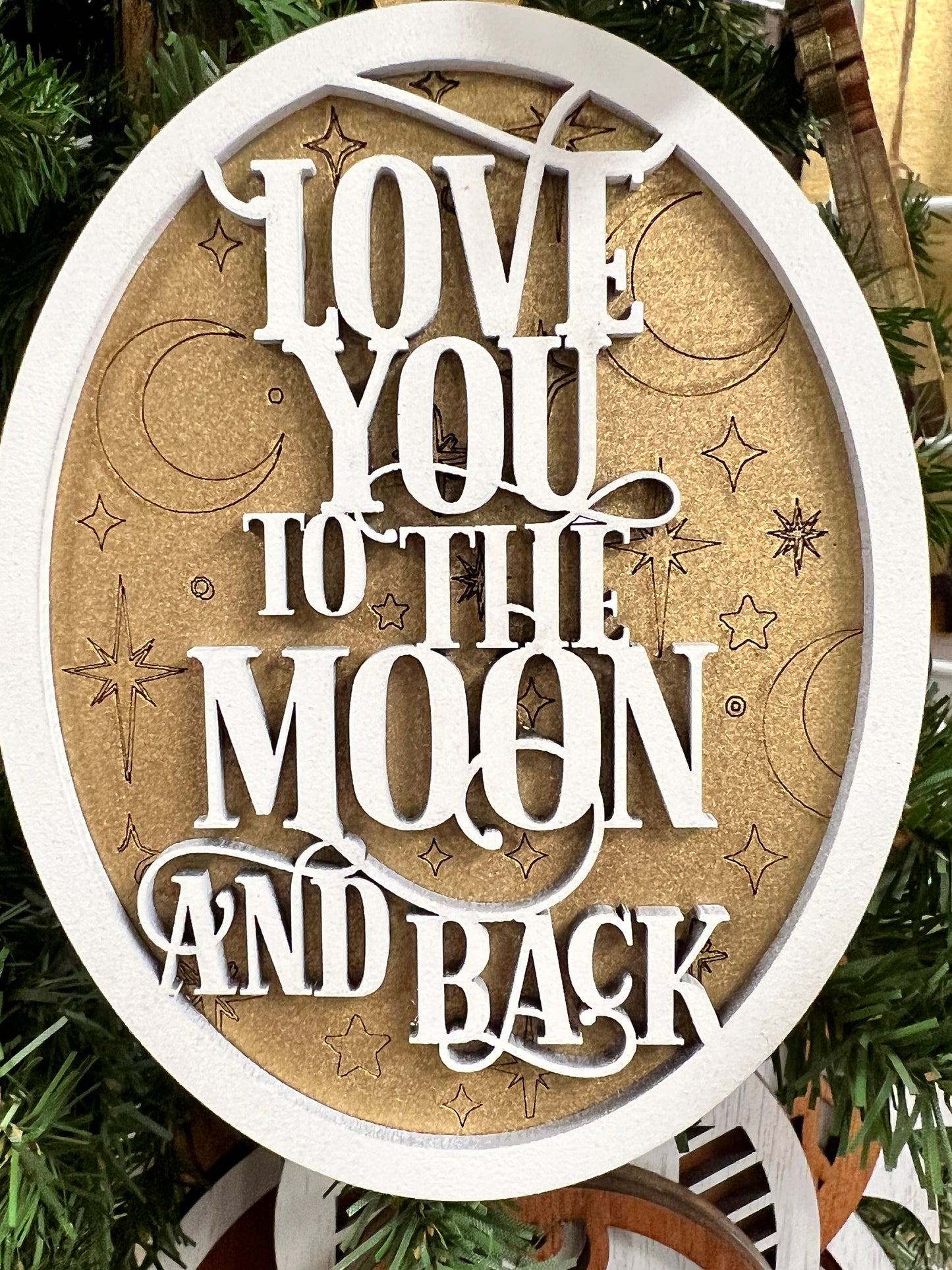 Ornament SVG File Glowforge Ready Laser: Love you to the Moon and Back