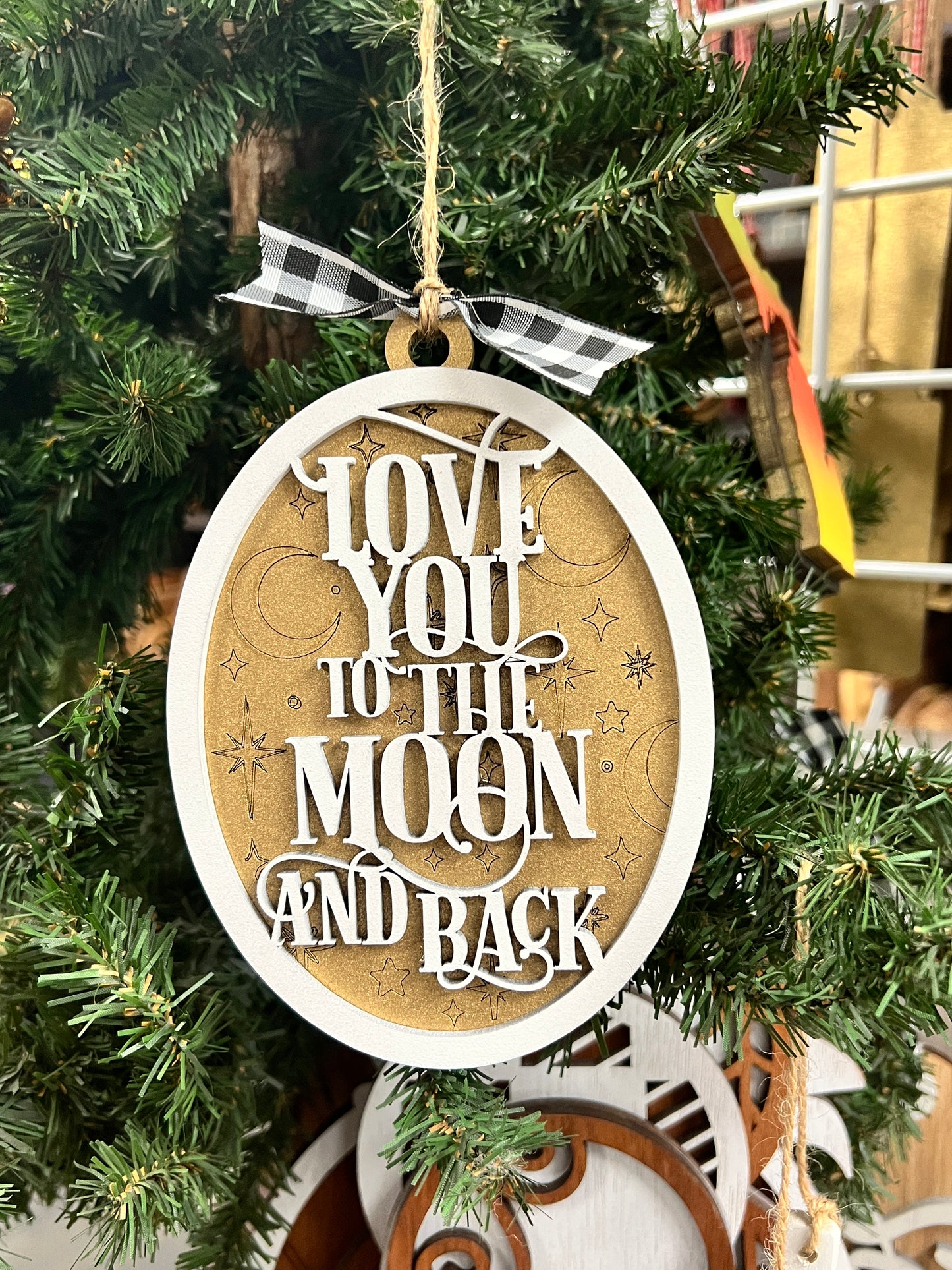 Ornament SVG File Glowforge Ready Laser: Love you to the Moon and Back