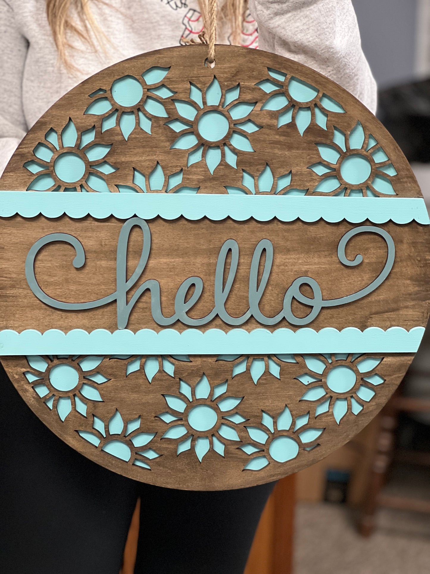 Hello Sunflower Door Hanger