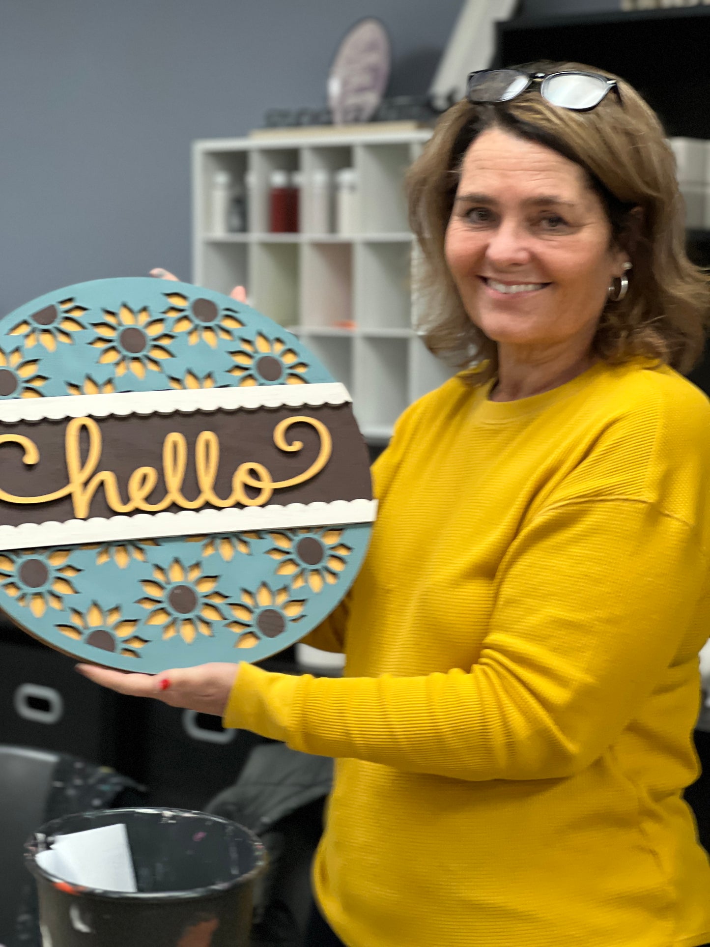 Hello Sunflower Door Hanger