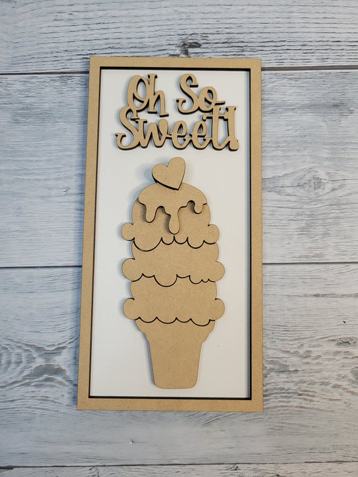 Oh So Sweet Ice Cream SVG DIY Kit Laser Ready File GLOWFORGE Birthday parties Valentines