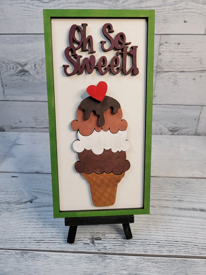 Oh So Sweet Ice Cream SVG DIY Kit Laser Ready File GLOWFORGE Birthday parties Valentines