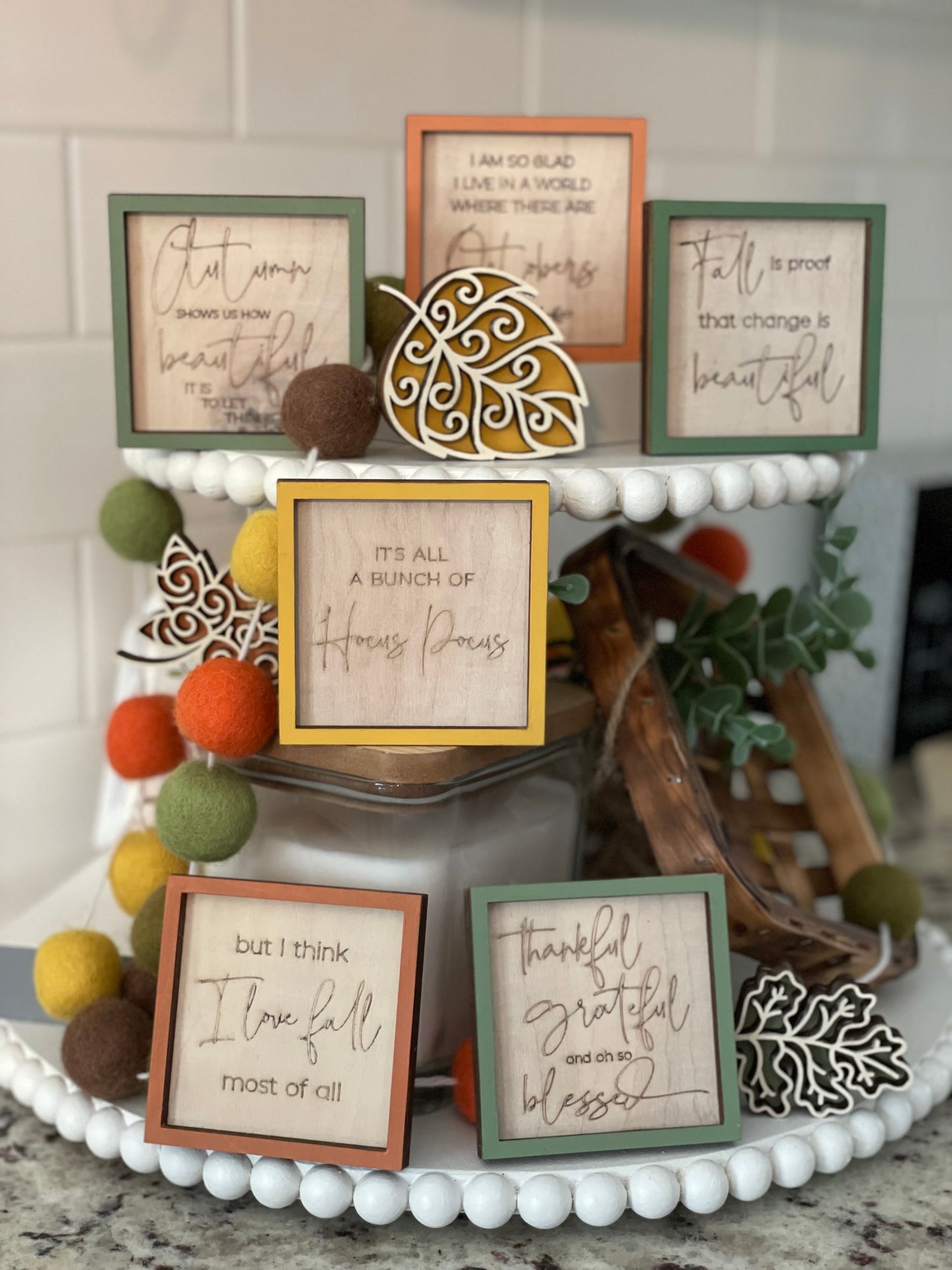 Set of 6 Fall Farmhouse Miniatures SVG Files Glowforge Laser Ready