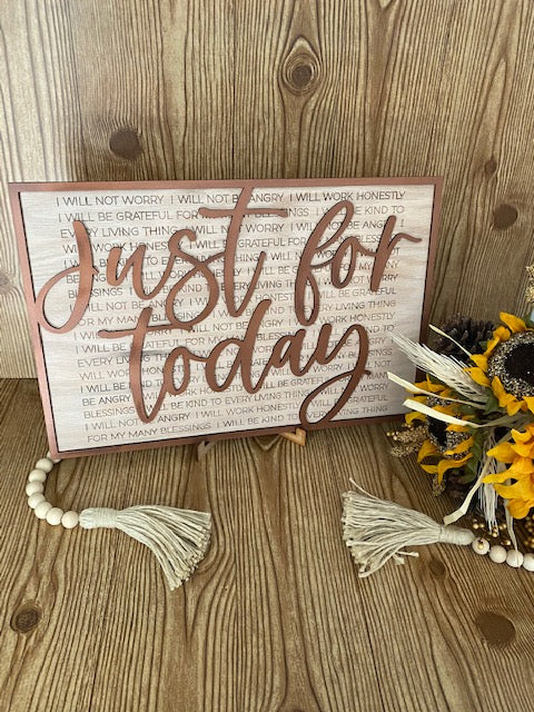 Just for Today: Laser Cut Wood Wall Decor