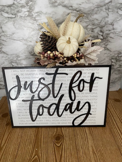 Just for Today: Laser Cut Wood Wall Decor