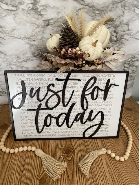 Just for Today: Laser Cut Wood Wall Decor