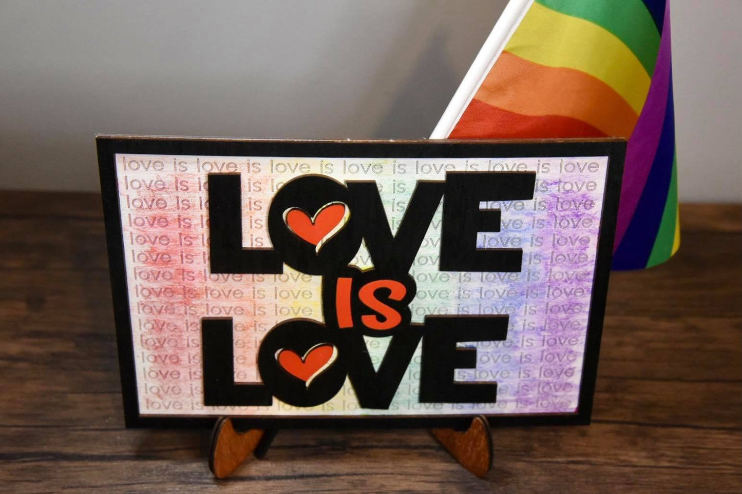 Layered Sign and Keychains: LOVE is LOVE SVG File Laser Ready Glowforge