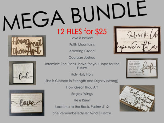 MEGA BUNDLE One DOZEN (12) Files Scripture Hymns Inspirational SVG Files Laser Ready Glowforge