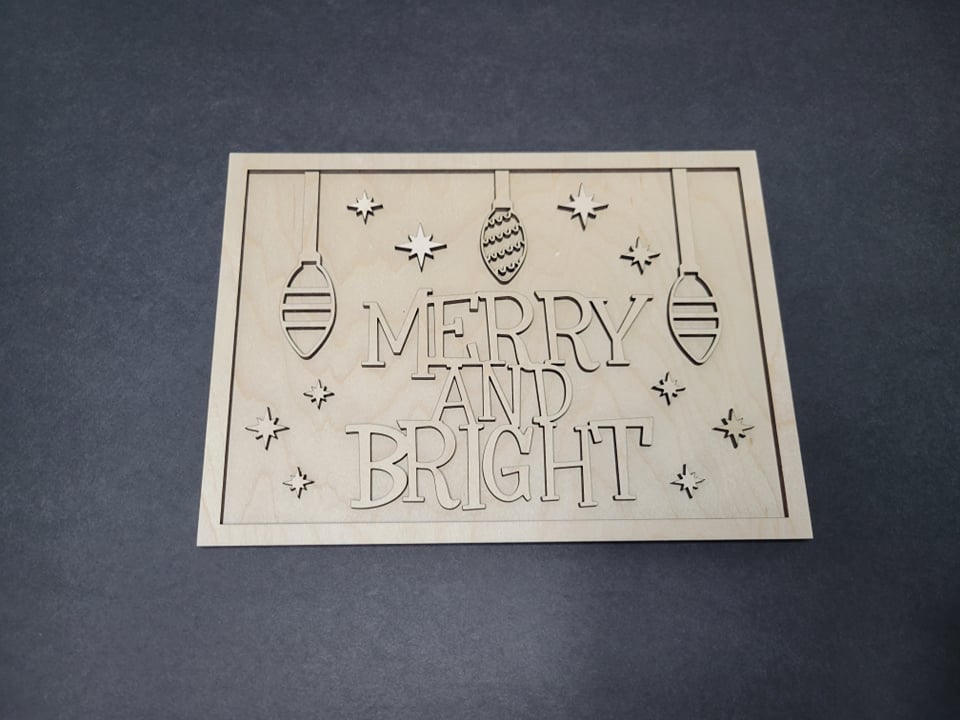 Merry and Bright Laser Cut SVG File Holiday Christmas Winter Fun Home Decor