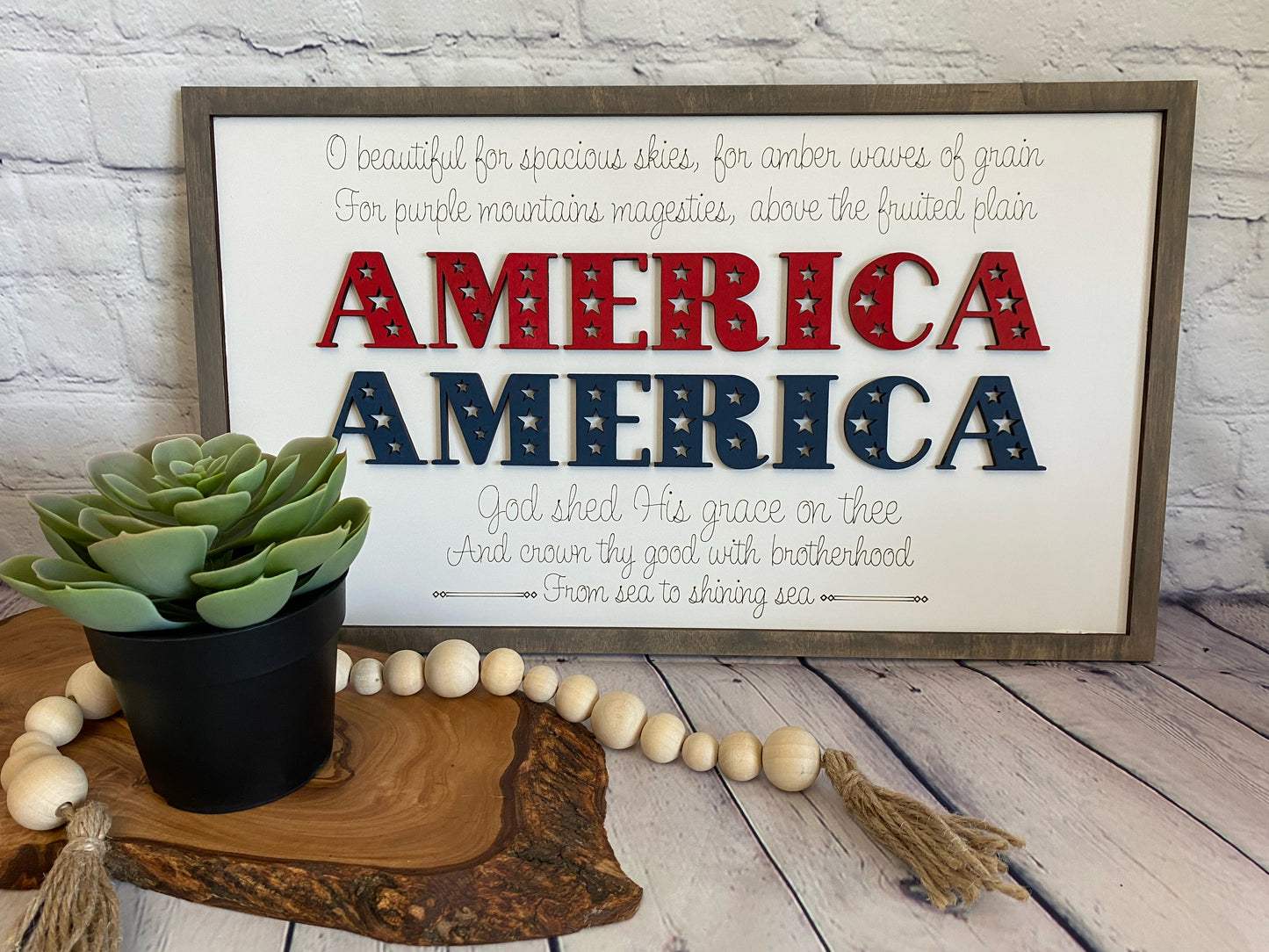 America the Beautiful Layered Sign SVG Laser File Glowforge Ready Two versions