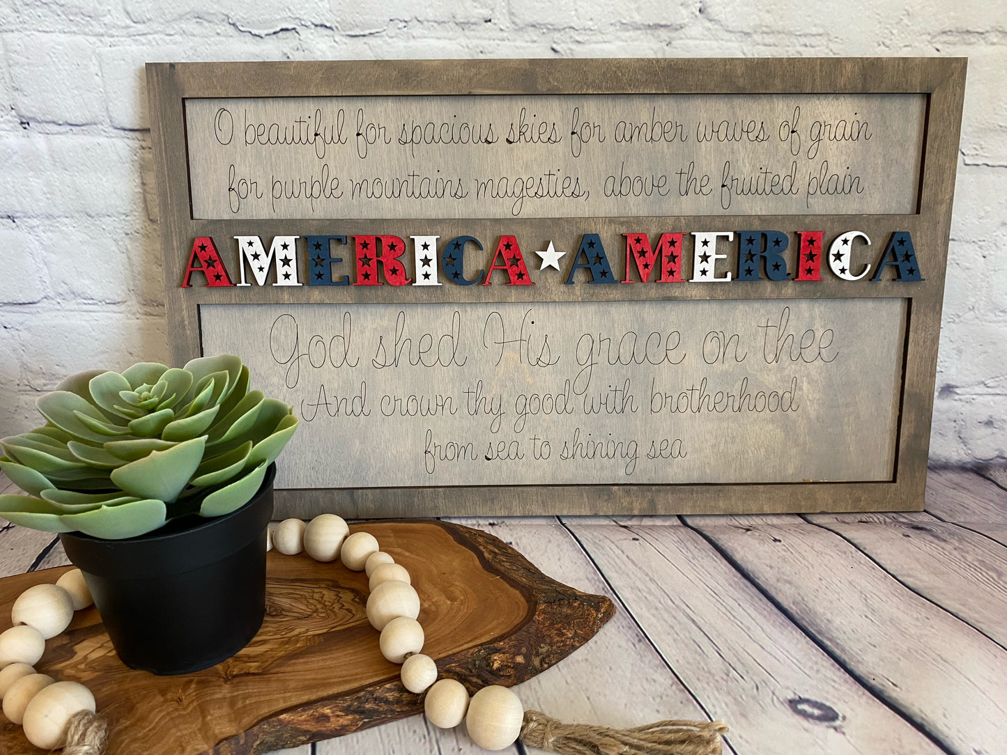 America the Beautiful Layered Sign SVG Laser File Glowforge Ready Two versions