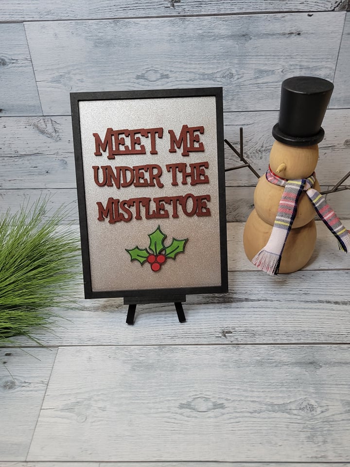 Meet Me Under the Mistletoe Laser Cut SVG File Holiday Christmas Winter Fun Home Decor