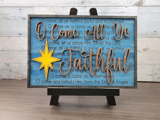 Layered Christmas Carol:O Come All Ye Faithful SVG File Laser Glowforge Ready
