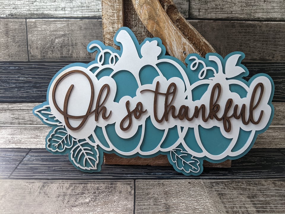 Oh So Thankful Fall Pumpkin Porch Sign SVG Door Hanger Laser Ready File