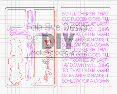 Layered Hymn: Old Rugged Cross SVG Laser Ready File GLOWFORGE