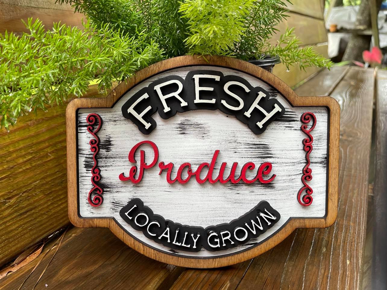 Farmers Market Fresh Produce SVG Layered Sign Glowforge Ready Laser File