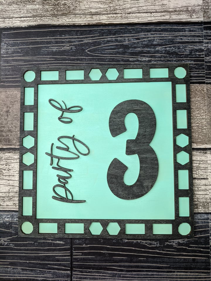 Set of 3 Decorative Frames + Party of Family Sign Options SVG Laser Ready File