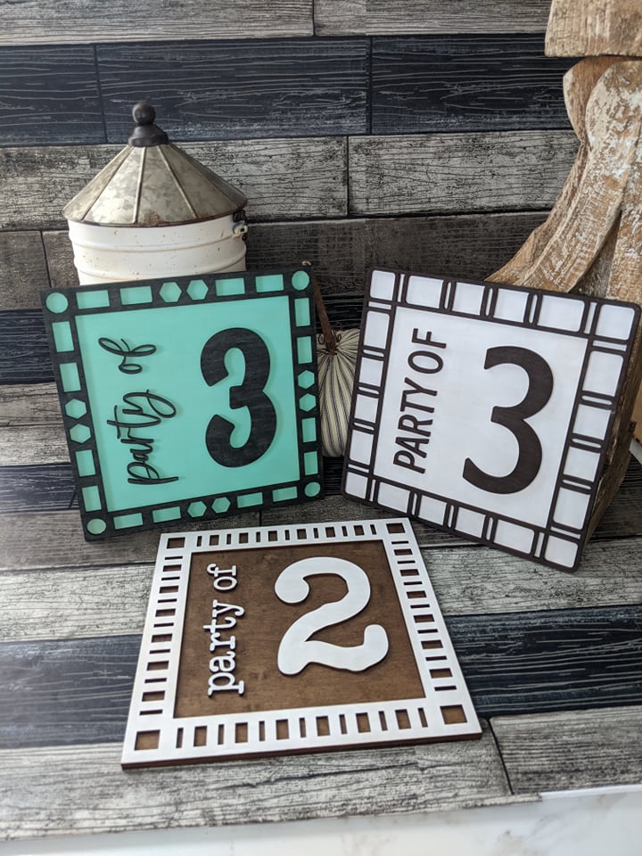 Set of 3 Decorative Frames + Party of Family Sign Options SVG Laser Ready File