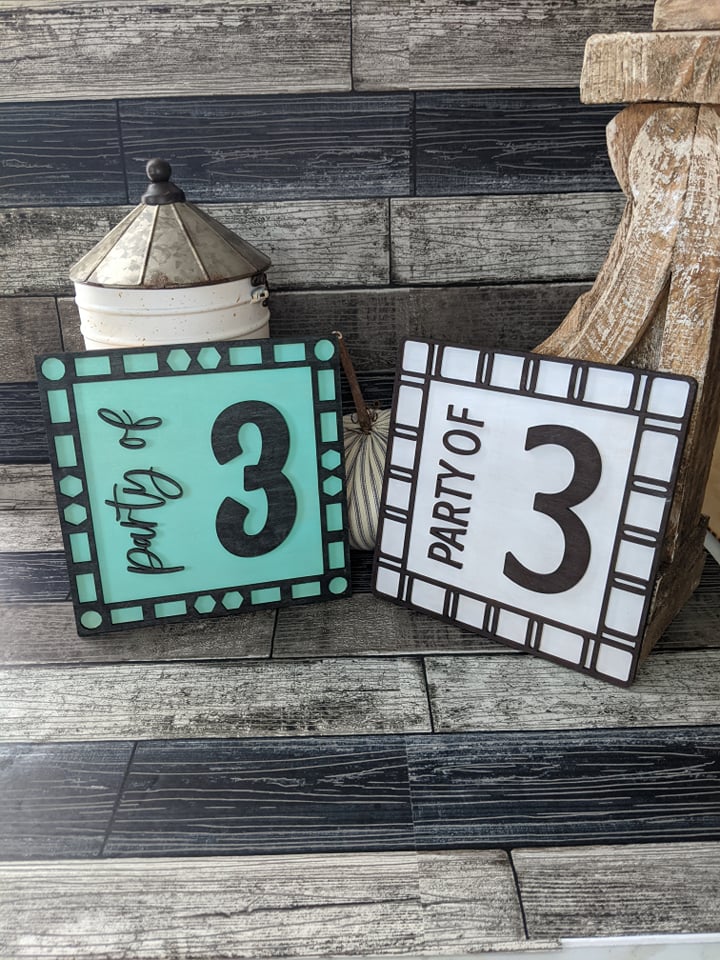 Set of 3 Decorative Frames + Party of Family Sign Options SVG Laser Ready File