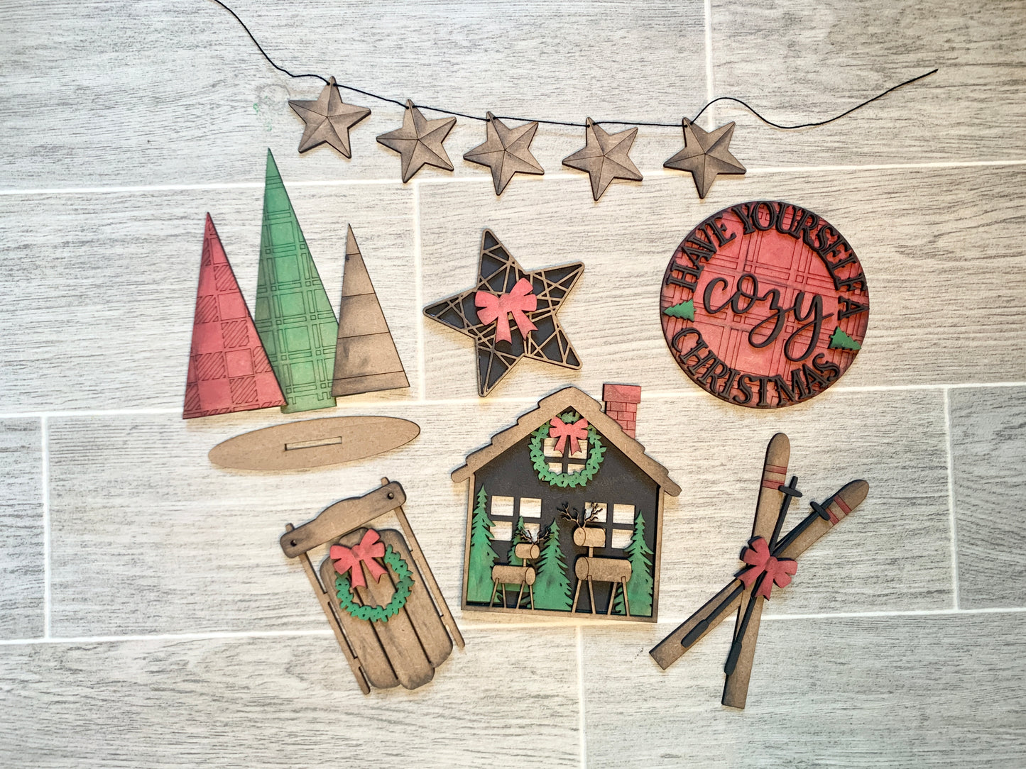 Rustic Plaid Christmas Tiered Tray Kit