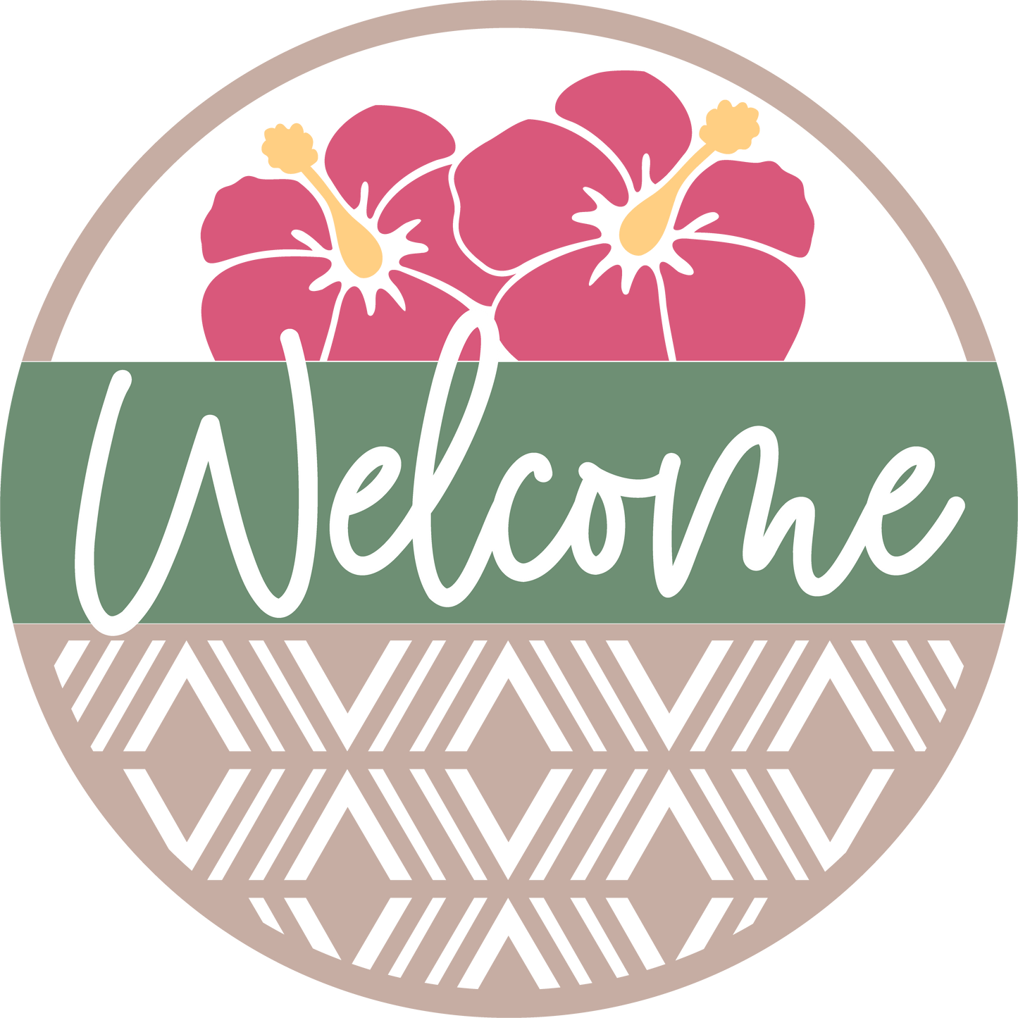 Welcome Geometric Flower Door Hanger