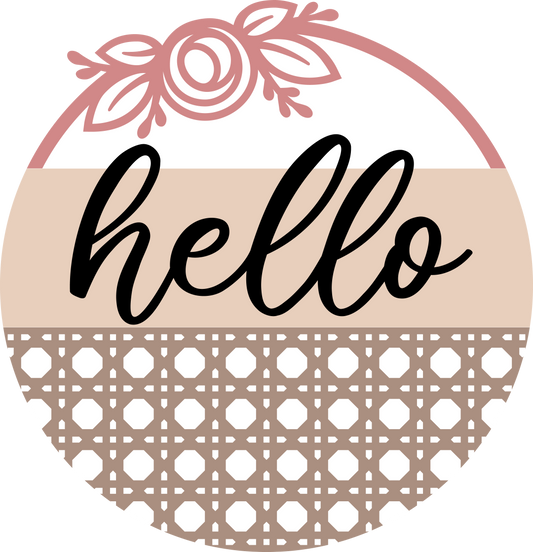 Hello Rattan Door Hanger