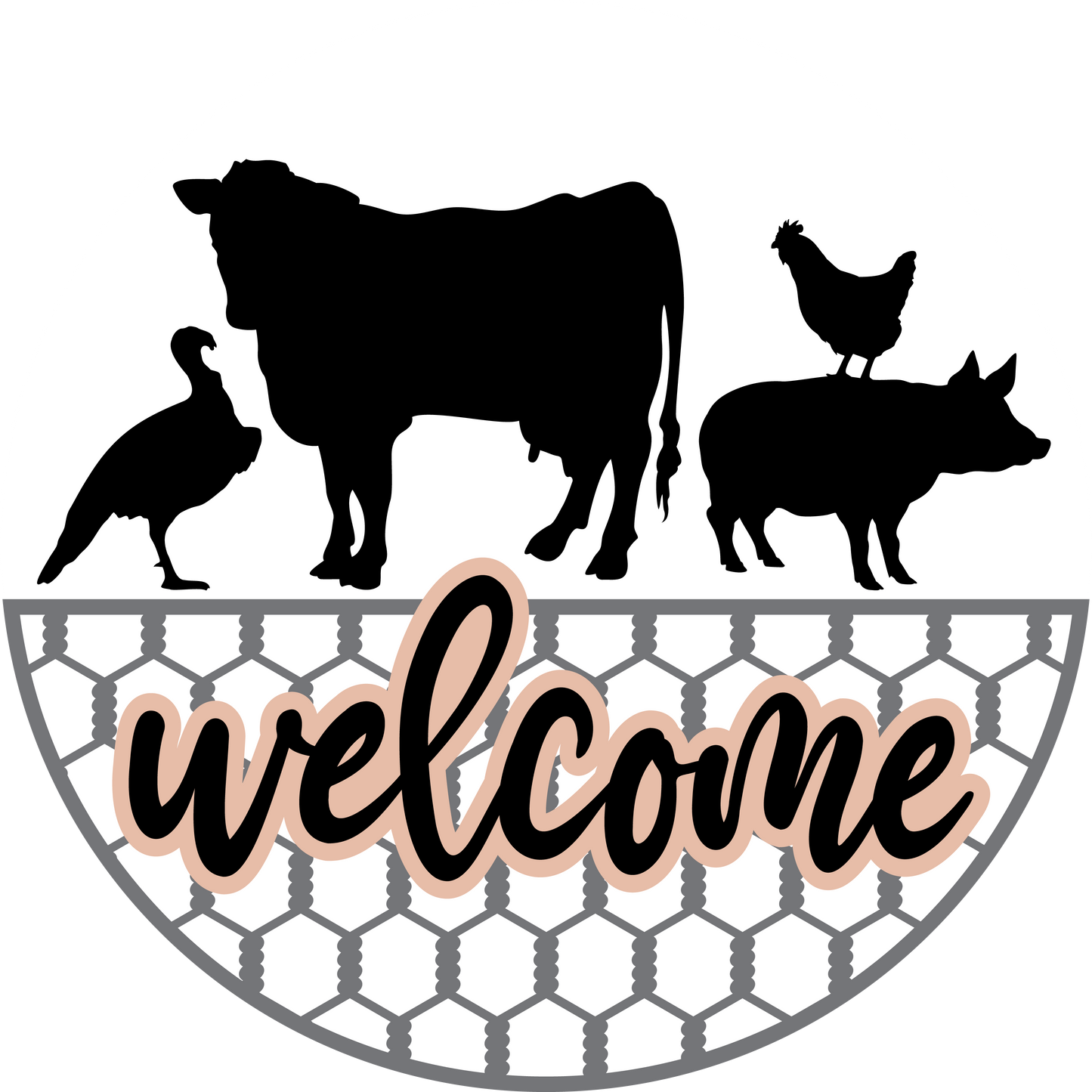 Welcome Farm Animal Door Hanger