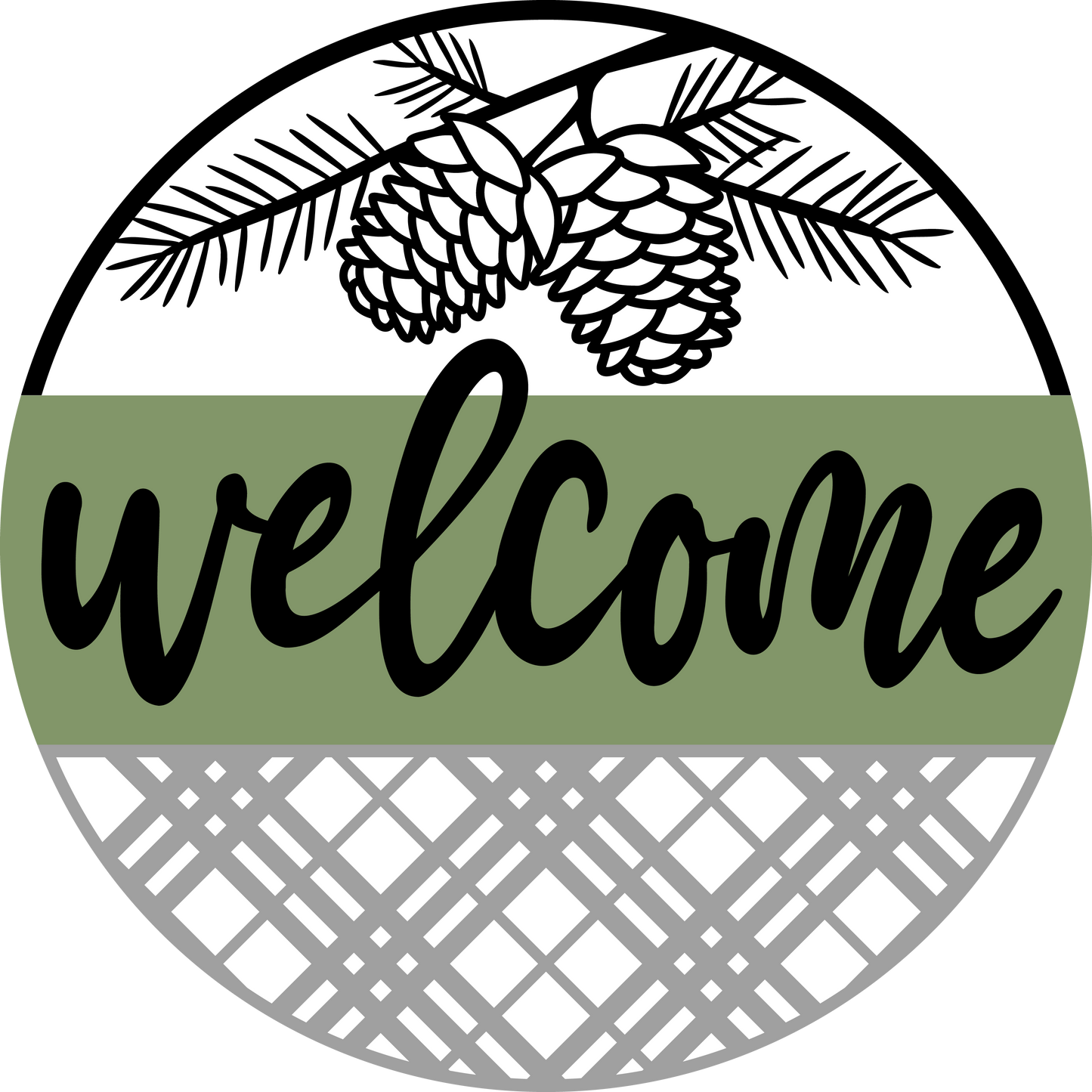 Welcome Pine Cone Door Hanger