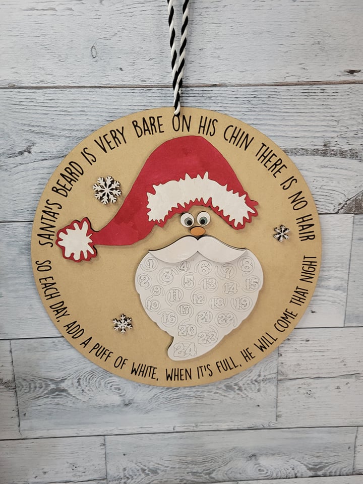 Santa's Beard Advent Calendar Laser Ready SVG File