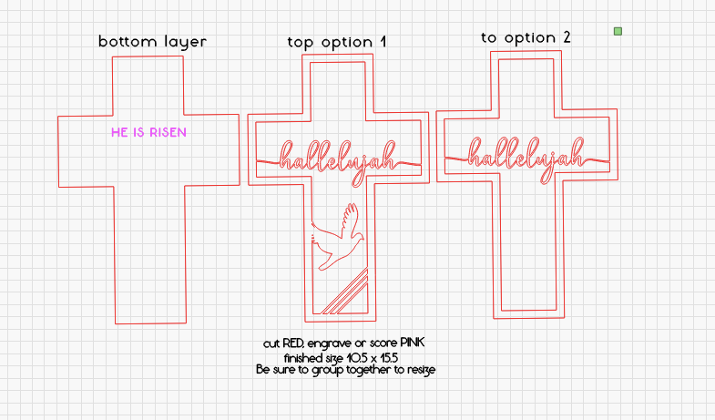 CROSS LAYERED: Hallelujah He is Risen Easter Glowforge Ready Laser FILE