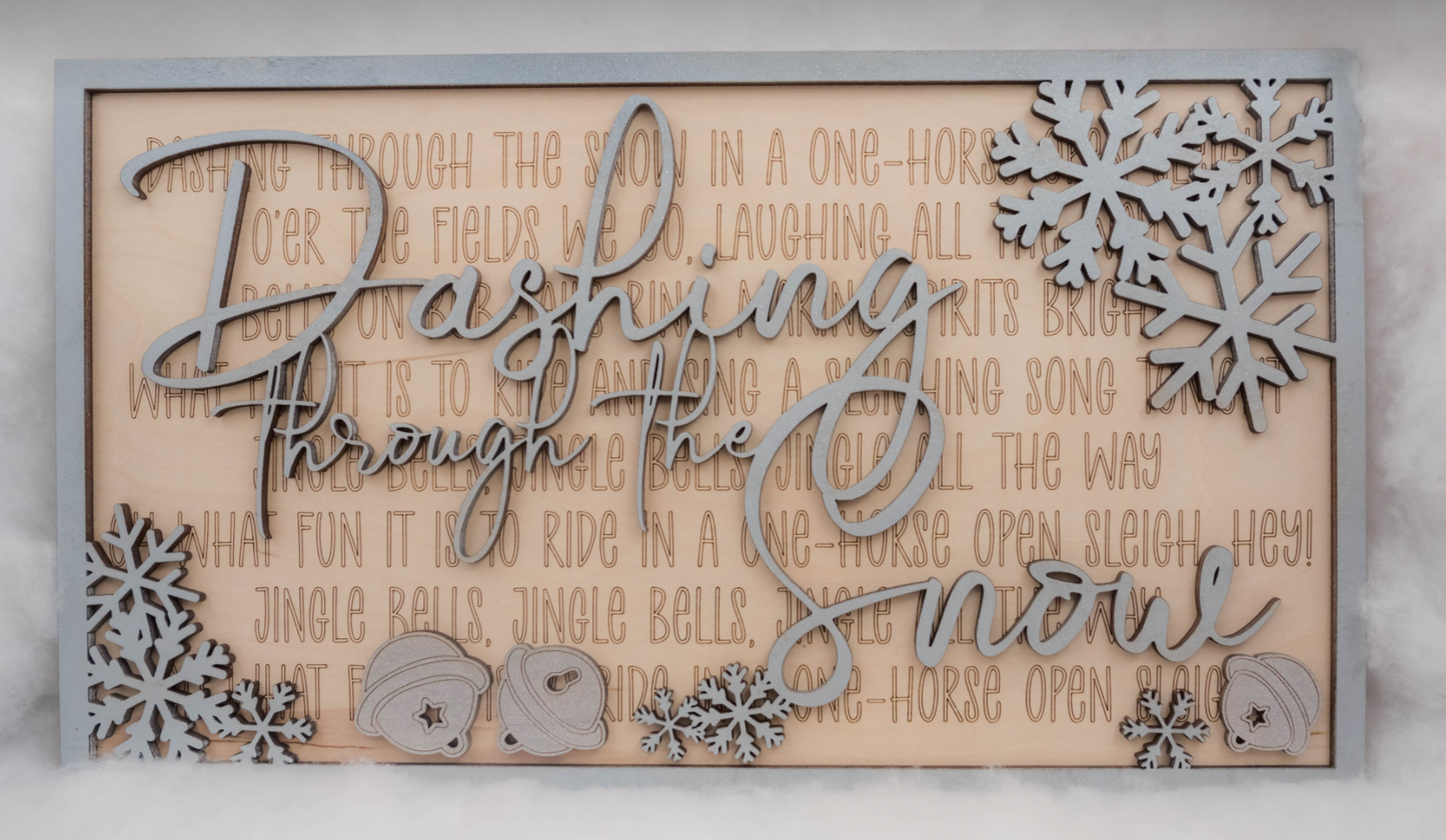Layered Christmas Carol: Dashing Through the Snow Jingle Bells SVG File Laser Ready