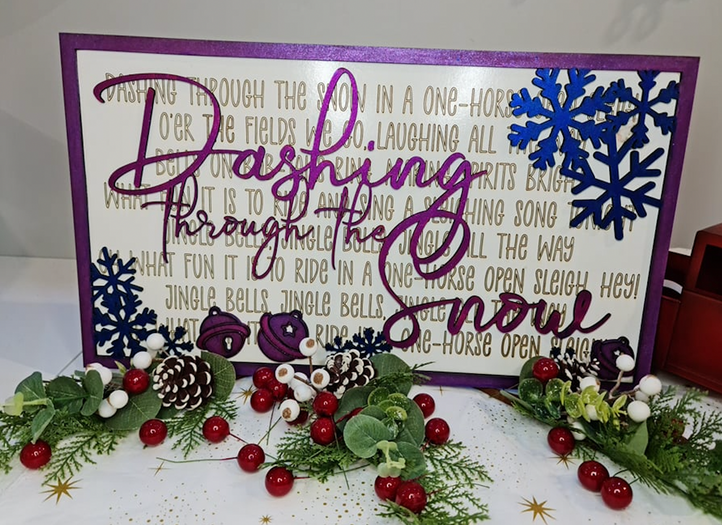 Layered Christmas Carol: Dashing Through the Snow Jingle Bells SVG File Laser Ready
