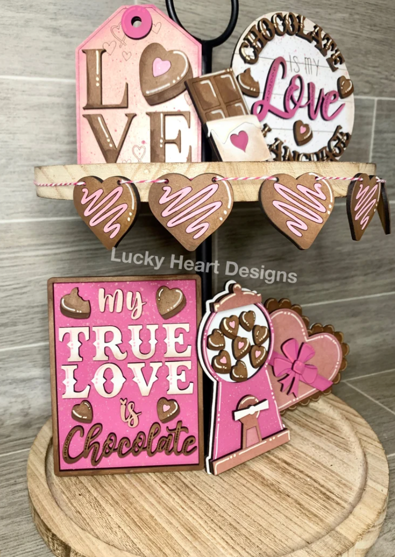 Chocolate LOVE Valentine Tiered Tray Set