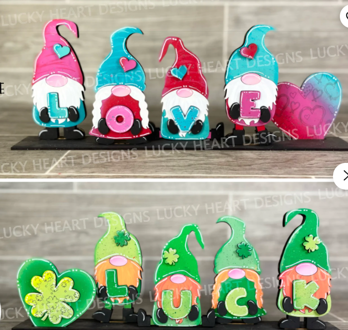 Valentine's and St. Patrick's Day Reversible Standing Gnomes