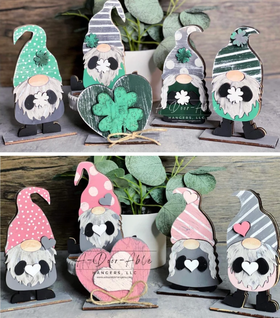 Valentine's and St. Patrick's Day Reversible Standing Gnomes