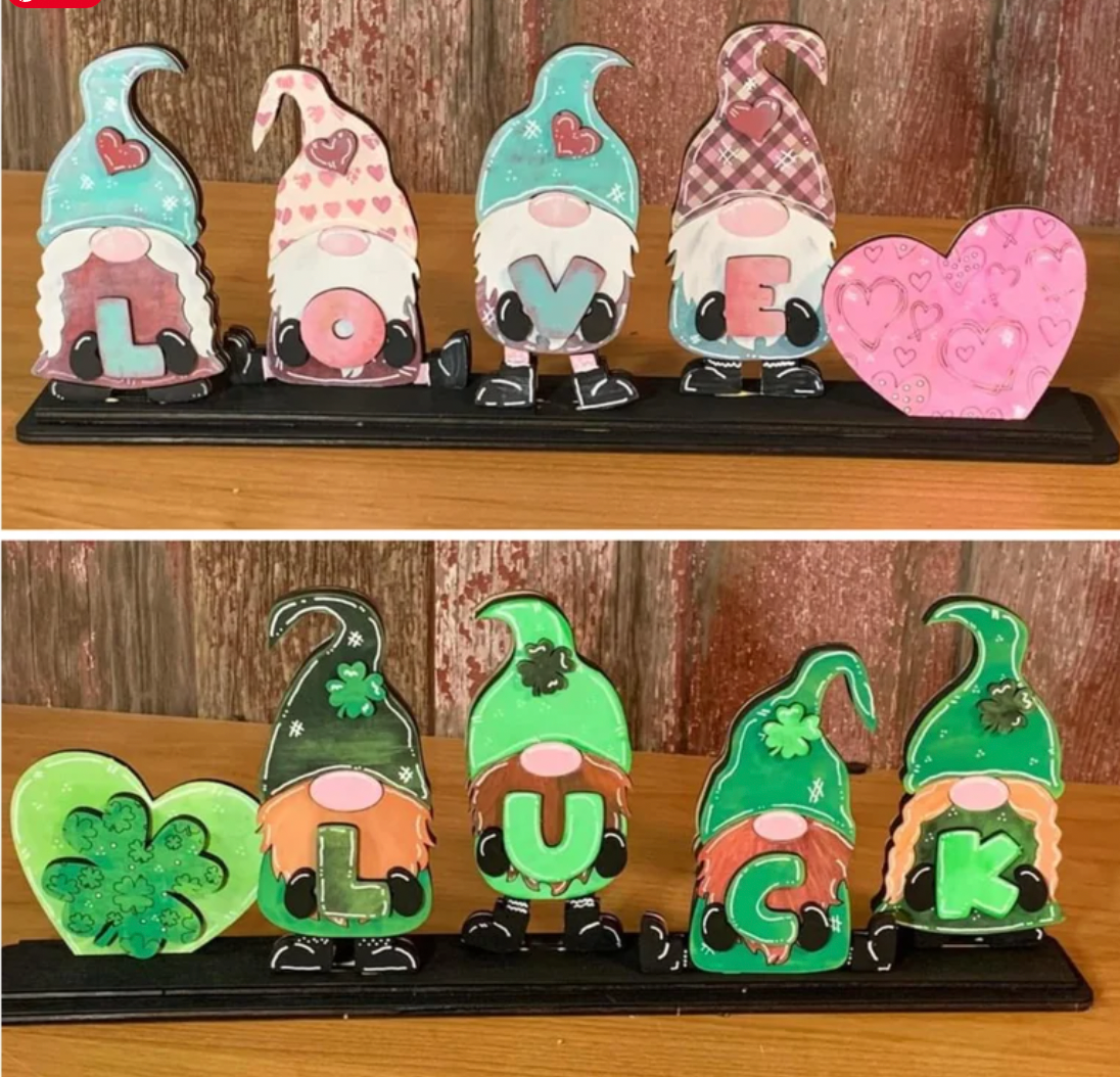 Valentine's and St. Patrick's Day Reversible Standing Gnomes