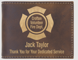 Custom Engraved Leather Wallet with ID Flap