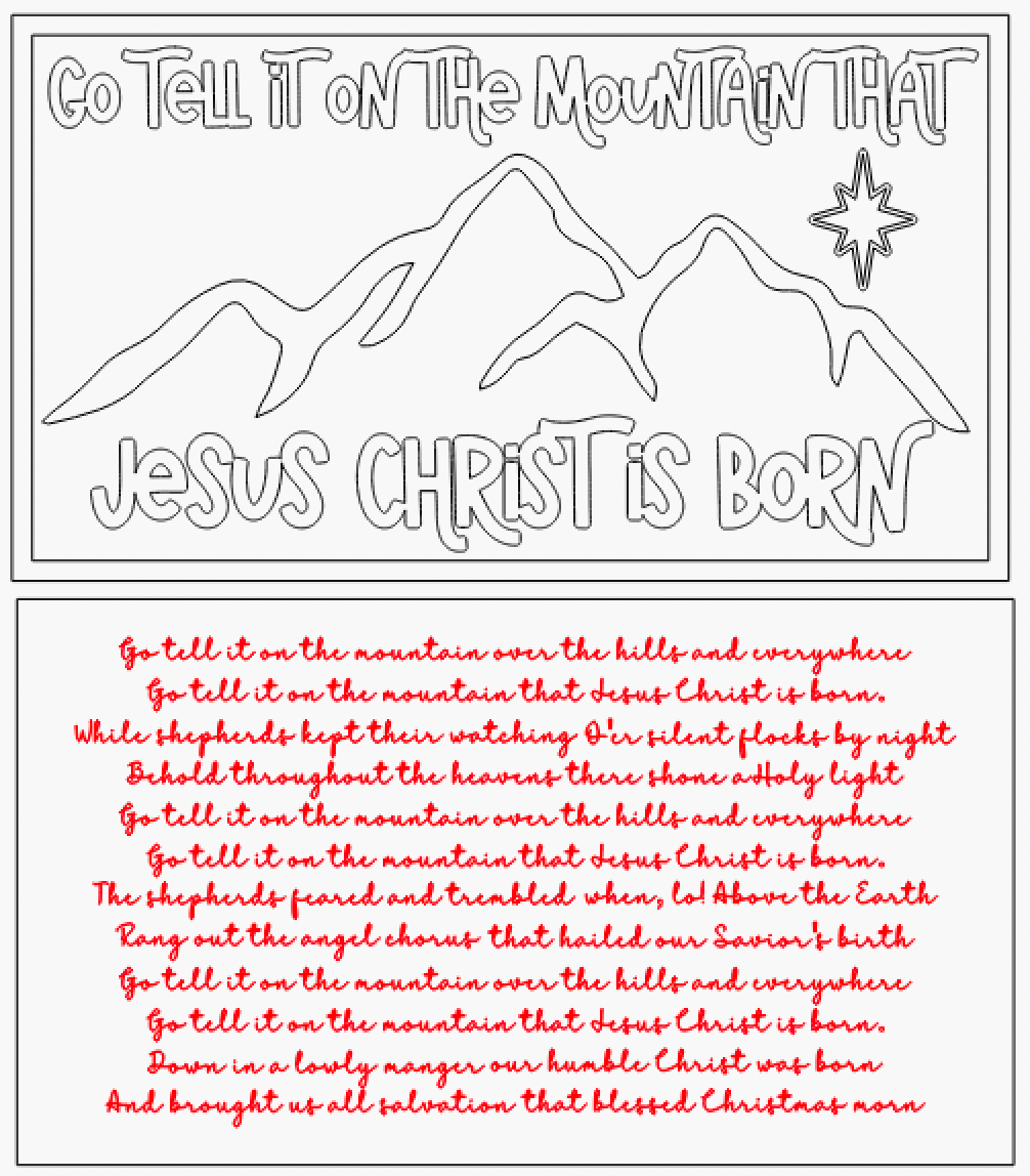 Layered Christmas Carol: Go Tell it on the Mountain Jesus Christ is Born SVG FILE Laser Cut Glowforge